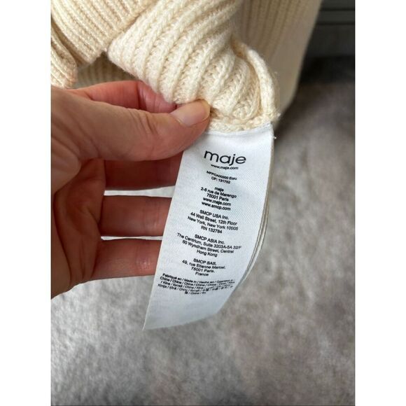 MAJE Millo Cropped Wool-Blend Cardigan, ecru Sz 1/Sm $345 B44 - Picture 5 of 10